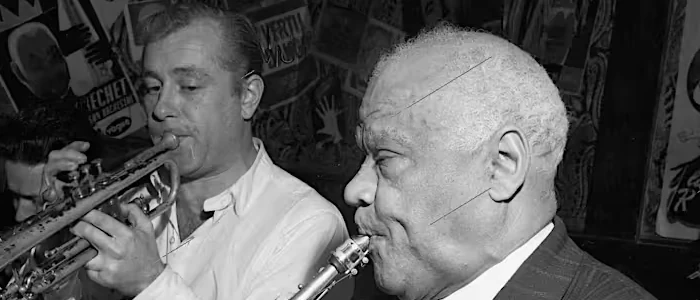 Gilles Thibaut accompagnant Sydney Bechet, l’un des géants du jazz