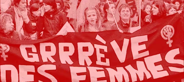 Banderole GRRRR-rêve des femmes tenue lors d'une manifestation.